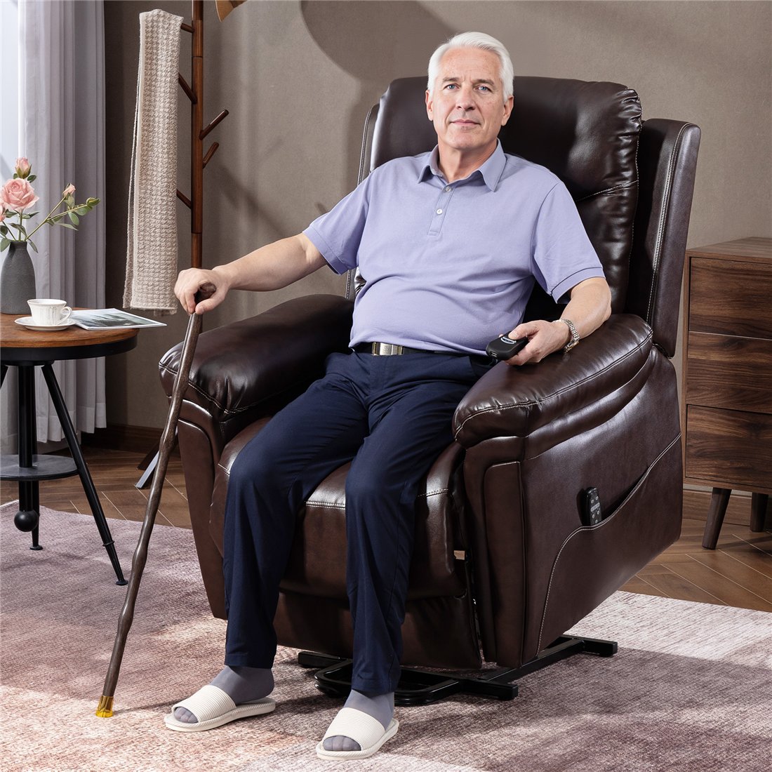 HOMCOM Power Lift Recliner Chair with Massage, Heat & USB Brown 713-203V70BN pic2