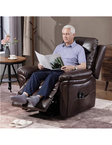 HOMCOM Power Lift Recliner Chair with Vibration Massage, Heat, USB - Brown