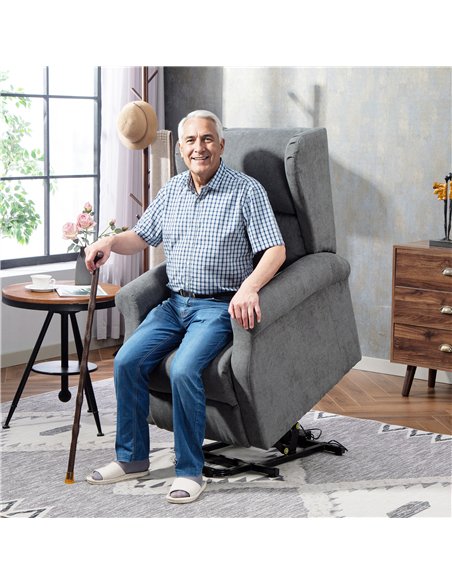 HOMCOM Power Lift Recliner Armchair, Electric Lift Chair for Elderly, Fabric Riser and Reclining Chair with Remote Control, Side - pic 167024 | FastDaddyshop