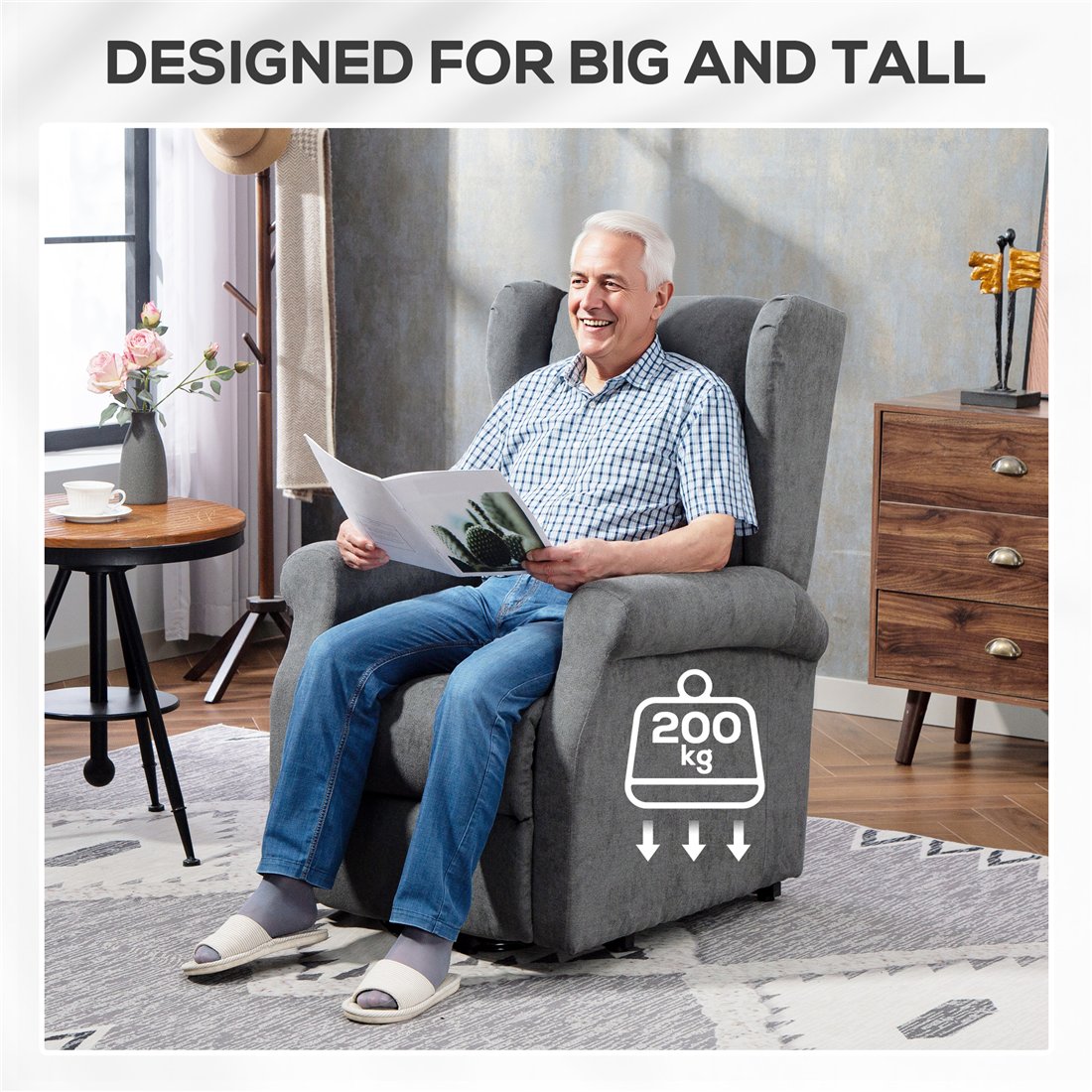 HOMCOM Electric Power Lift Recliner Armchair with Remote, Charcoal Grey 713-031V71CG pic1