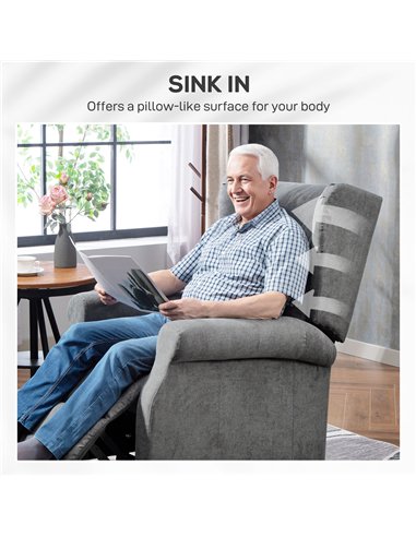HOMCOM Power Lift Recliner Armchair, Electric Lift Chair for Elderly, Fabric Riser and Reclining Chair with Remote Control, Side