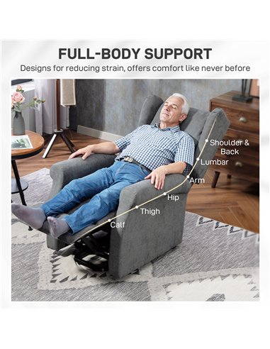 HOMCOM Power Lift Recliner Armchair, Electric Lift Chair for Elderly, Fabric Riser and Reclining Chair with Remote Control, Side