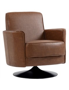 HOMCOM Upholstered Swivel Accent Chair with Thick Padding, Brown