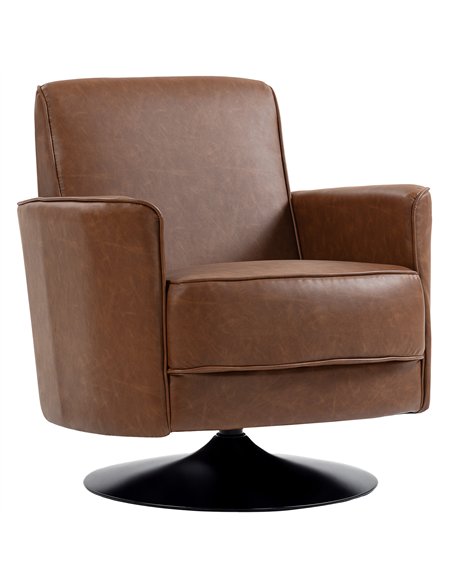 HOMCOM Upholstered Swivel Accent Chair with Thick Padding, Brown - pic 167032 | FastDaddyshop