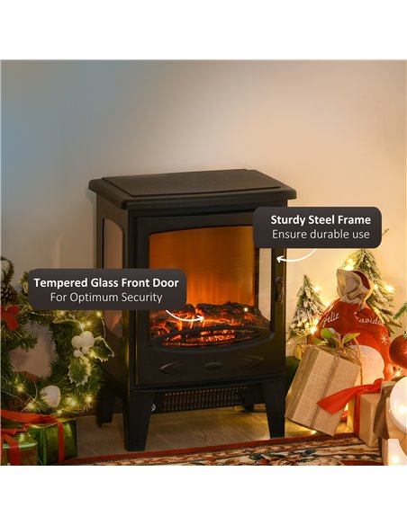 Homcom 1800W Tempered Glass Electric Fireplace Heater, Black - pic 16704 | FastDaddyshop