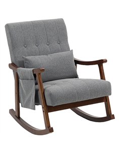 HOMCOM Wood Frame Rocking Accent Chair - Grey