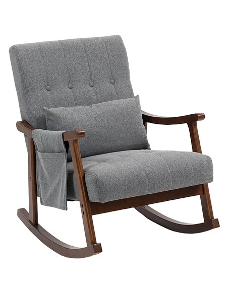 HOMCOM Wood Frame Rocking Accent Chair - Grey - pic 167041 | FastDaddyshop