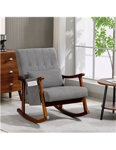 HOMCOM Wood Frame Rocking Accent Chair - Grey 2