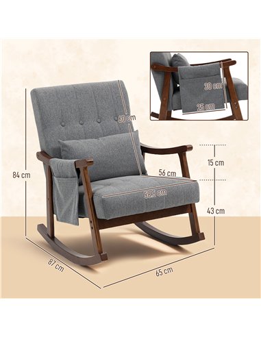 HOMCOM Wood Frame Rocking Accent Chair - Grey