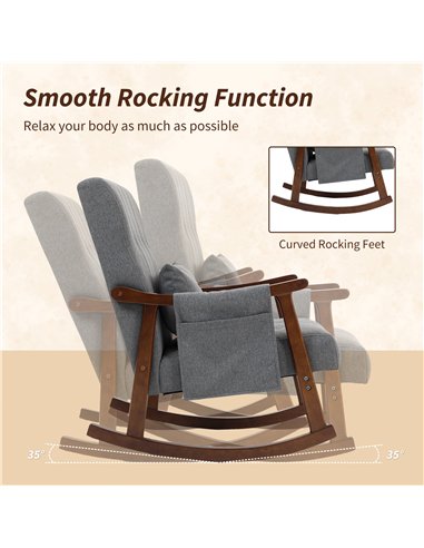 HOMCOM Wood Frame Rocking Accent Chair - Grey