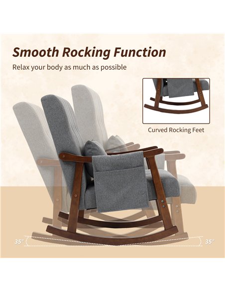 HOMCOM Wood Frame Rocking Accent Chair - Grey - pic 167044 | FastDaddyshop