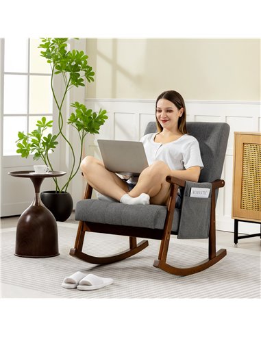 HOMCOM Wood Frame Rocking Accent Chair - Grey