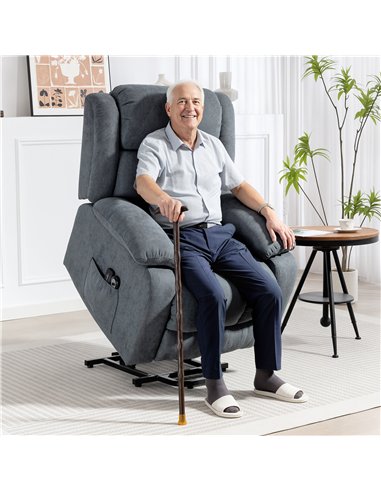 HOMCOM Power Lift Recliner Chair with Massage, Overstuffed Lift Chair for Elderly with Footrest, Remote and Side Pocket, Grey