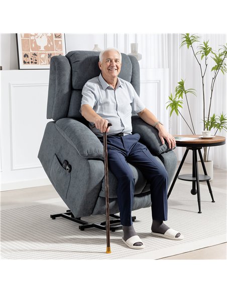 HOMCOM Power Lift Recliner Chair with Massage, Overstuffed Lift Chair for Elderly with Footrest, Remote and Side Pocket, Grey - pic 167051 | FastDaddyshop