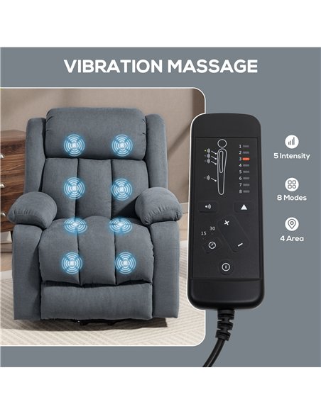 HOMCOM Power Lift Recliner Chair with Massage, Overstuffed Lift Chair for Elderly with Footrest, Remote and Side Pocket, Grey - pic 167054 | FastDaddyshop