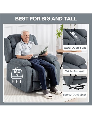 HOMCOM Power Lift Recliner Chair with Massage, Overstuffed Lift Chair for Elderly with Footrest, Remote and Side Pocket, Grey