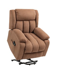 HOMCOM Power Lift Recliner Chair with Massage, Overstuffed Lift Chair for Elderly with Footrest, Remote and Side Pocket, Brown