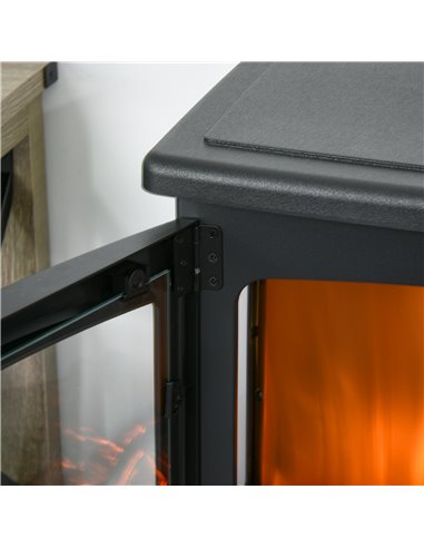 Homcom 1800W Tempered Glass Electric Fireplace Heater, Black