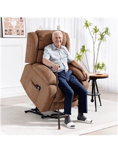 HOMCOM Power Lift Recliner Chair with Massage, Overstuffed Lift Chair for Elderly with Footrest, Remote and Side Pocket, Brown 2