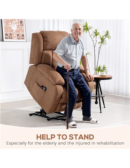 HOMCOM Power Lift Recliner Chair with Massage, Overstuffed Lift Chair for Elderly with Footrest, Remote and Side Pocket, Brown - pic 167062 | FastDaddyshop