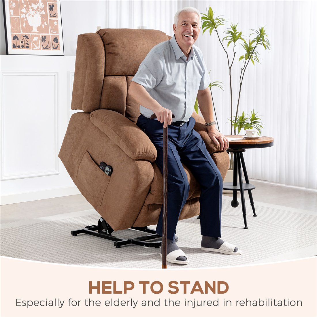 HOMCOM Electric Power Lift Recliner Chair with Massage, Brown 713-093V71BN pic1