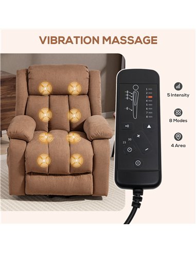 HOMCOM Power Lift Recliner Chair with Massage, Overstuffed Lift Chair for Elderly with Footrest, Remote and Side Pocket, Brown