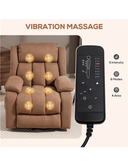 HOMCOM Power Lift Recliner Chair with Massage, Overstuffed Lift Chair for Elderly with Footrest, Remote and Side Pocket, Brown - pic 167063 | FastDaddyshop