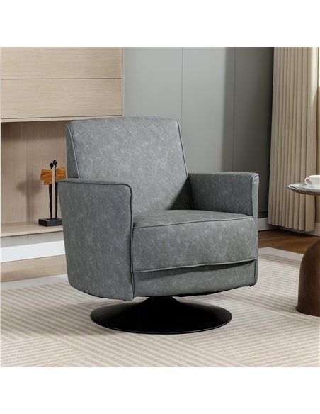 HOMCOM Upholstered Swivel Accent Chair with Thick Padding, Grey - pic 167069 | FastDaddyshop