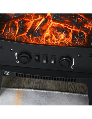 Homcom 1800W Tempered Glass Electric Fireplace Heater, Black