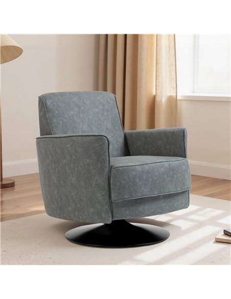 HOMCOM Upholstered Swivel Accent Chair with Thick Padding, Grey - pic 167076 | FastDaddyshop