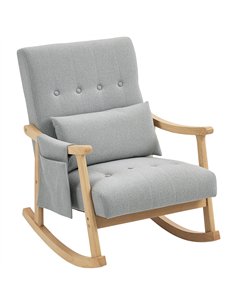 HOMCOM Wood Frame Rocking Accent Chair - Light Grey