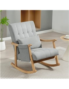 HOMCOM Wood Frame Rocking Accent Chair - Light Grey 2