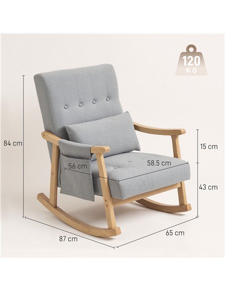 HOMCOM Wood Frame Rocking Accent Chair - Light Grey - pic 167079 | FastDaddyshop