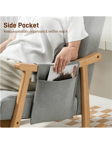 HOMCOM Wood Frame Rocking Accent Chair - Light Grey