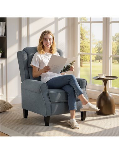 HOMCOM Recliner Armchair with Extended Leg Rest - Grey