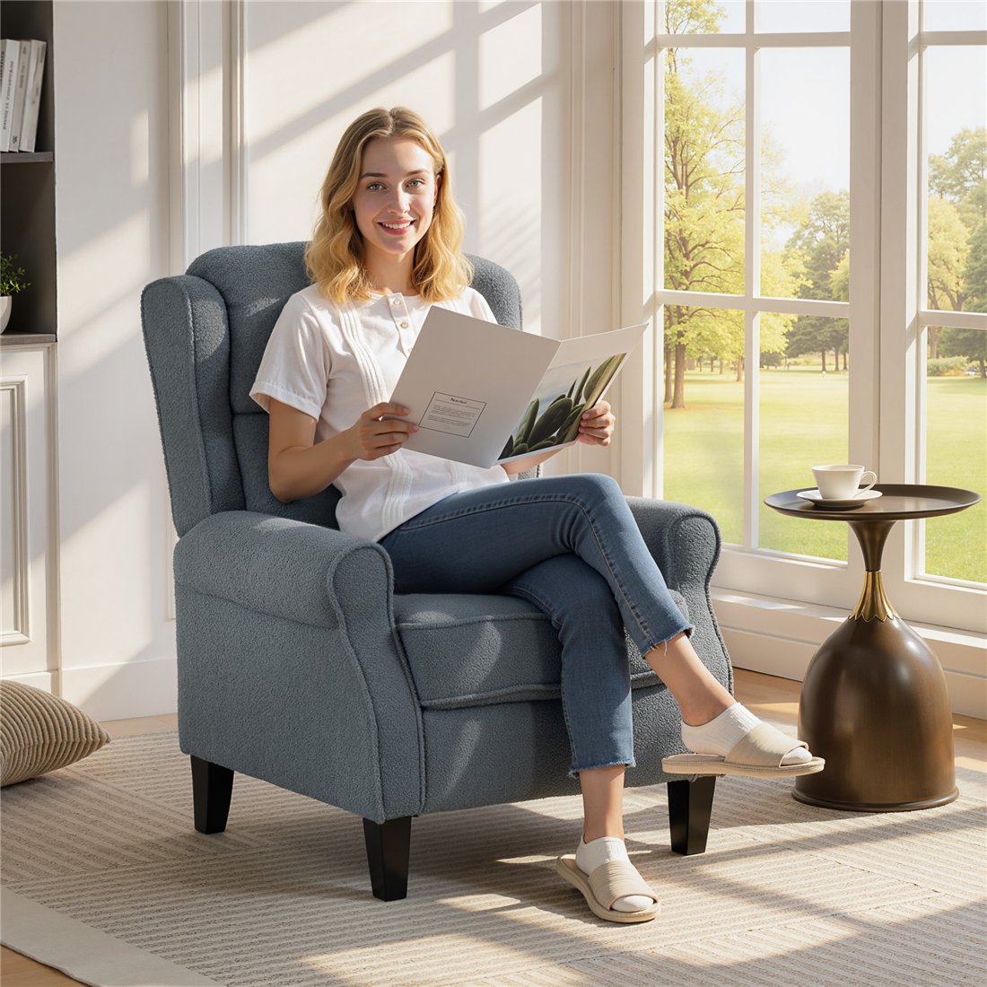 HOMCOM Recliner Armchair with Extended Leg Rest Grey 83B-604V70GY pic1