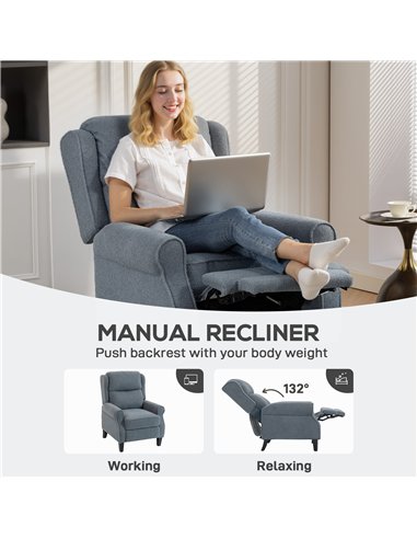 HOMCOM Recliner Armchair with Extended Leg Rest - Grey