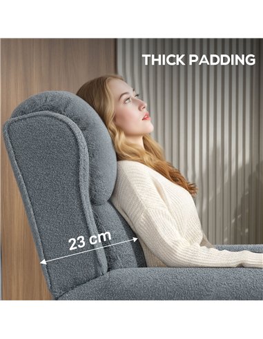 HOMCOM Recliner Armchair with Extended Leg Rest - Grey