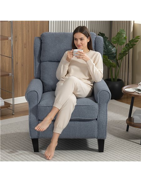 HOMCOM Recliner Armchair with Extended Leg Rest - Grey - pic 167093 | FastDaddyshop