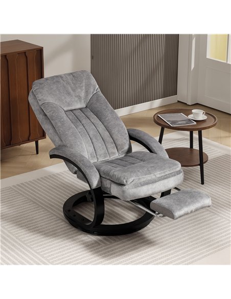 HOMCOM Swivel Recliner Chair with Footrest, Manual Recliner Armchair with Wooden Base, Plush Velvet Upholstered Reclining Chair  - pic 167096 | FastDaddyshop