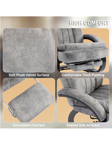 HOMCOM Swivel Recliner Chair with Footrest, Manual Recliner Armchair with Wooden Base, Plush Velvet Upholstered Reclining Chair 