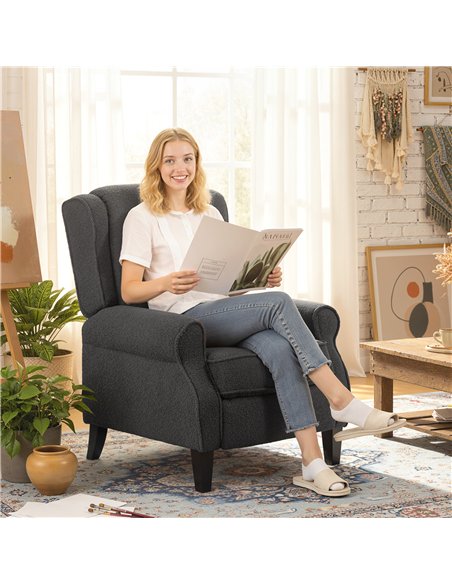HOMCOM 132° Recliner Armchair, with Extended Footrest - Dark Grey - pic 167105 | FastDaddyshop