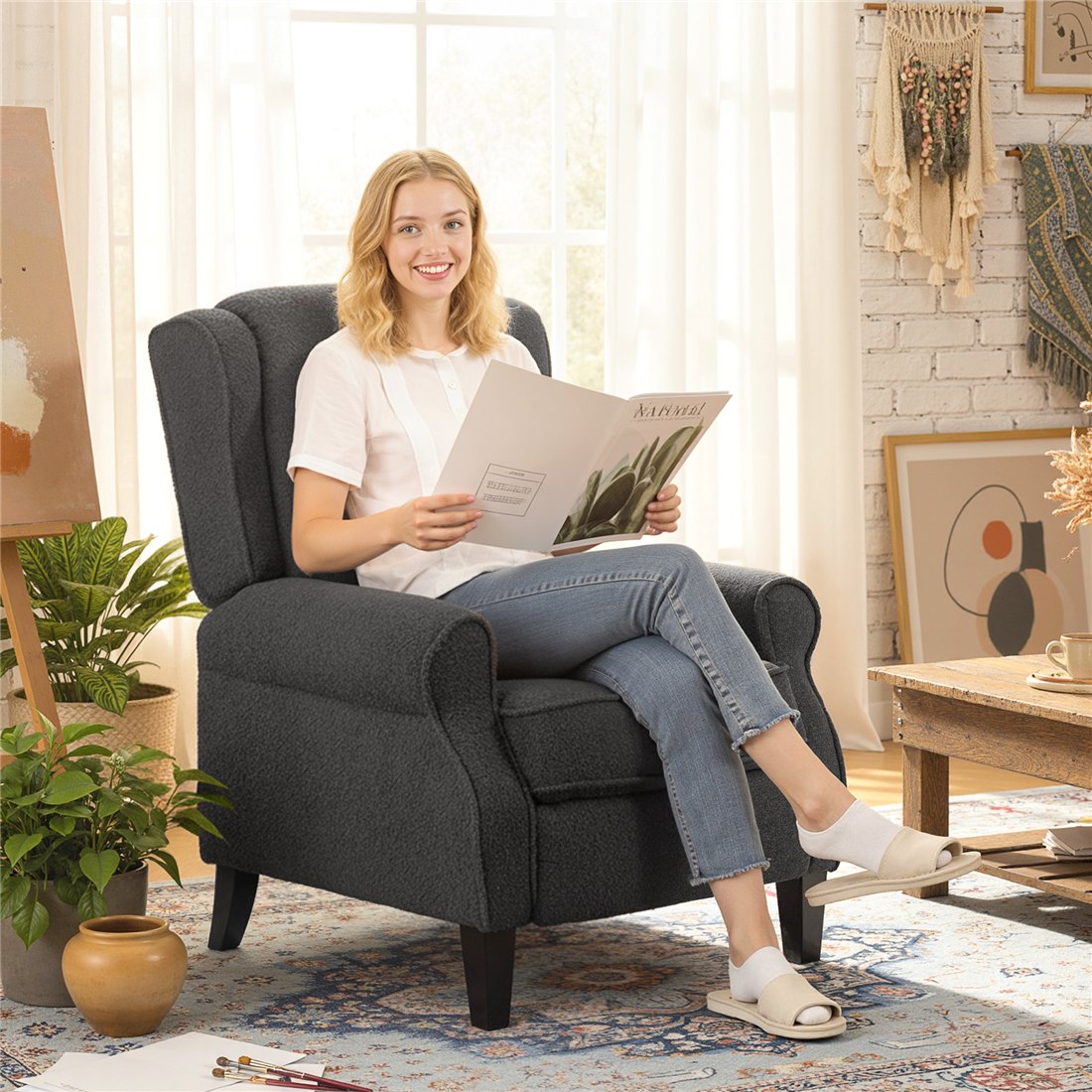 HOMCOM 132° Recliner Armchair with Extended Footrest Dark Grey 83B-604V70CG pic1