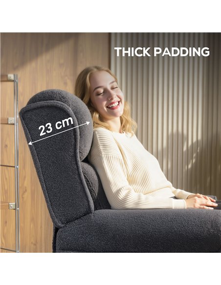 HOMCOM 132° Recliner Armchair, with Extended Footrest - Dark Grey - pic 167109 | FastDaddyshop