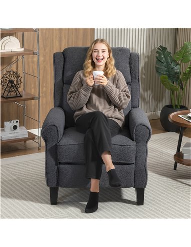 HOMCOM 132° Recliner Armchair, with Extended Footrest - Dark Grey