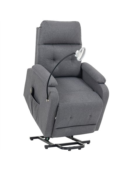 HOMCOM Electric Rise/Recline Armchair, with Reading Light - Grey - pic 167113 | FastDaddyshop