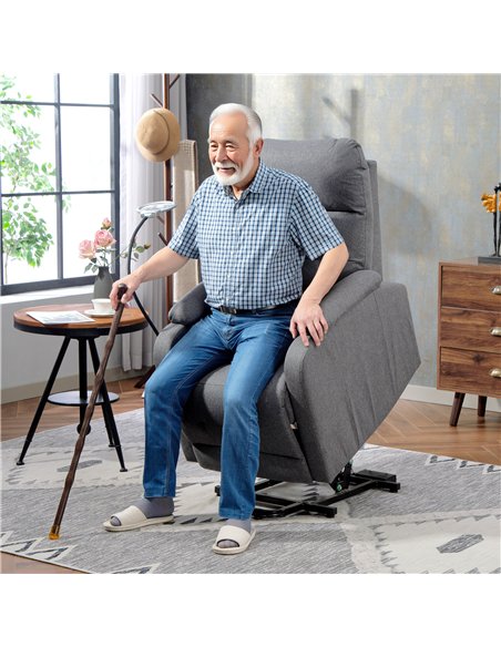 HOMCOM Electric Rise/Recline Armchair, with Reading Light - Grey - pic 167114 | FastDaddyshop