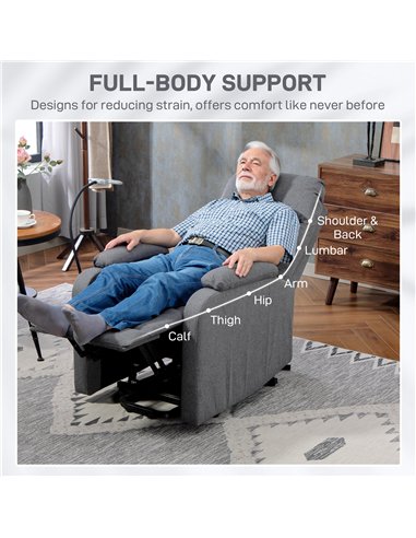 HOMCOM Electric Rise/Recline Armchair, with Reading Light - Grey