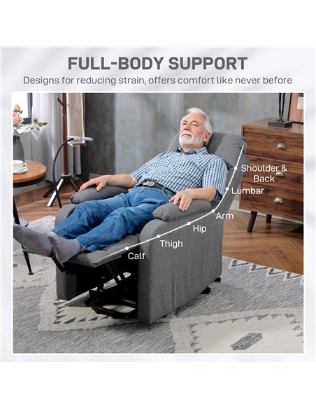 HOMCOM Electric Rise/Recline Armchair, with Reading Light - Grey - pic 167119 | FastDaddyshop