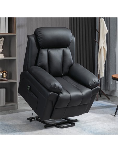 HOMCOM Power Lift Chair Recliner for Elderly, Electric Recliner Chair, Overstuffed Faux Leather Riser and Reclining Armchair wit - pic 167123 | FastDaddyshop